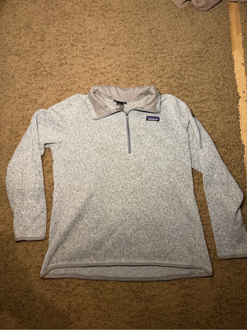 Patagonia Heather Light Gray Quarter-Zip Pullover Hoodie